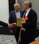 Salford Councillor David Lancaster receives his brown envelope on being re-elected